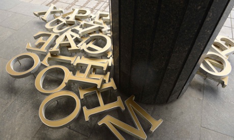 The dismantled Crimean Parliament signs in Simferopol, Ukraine.