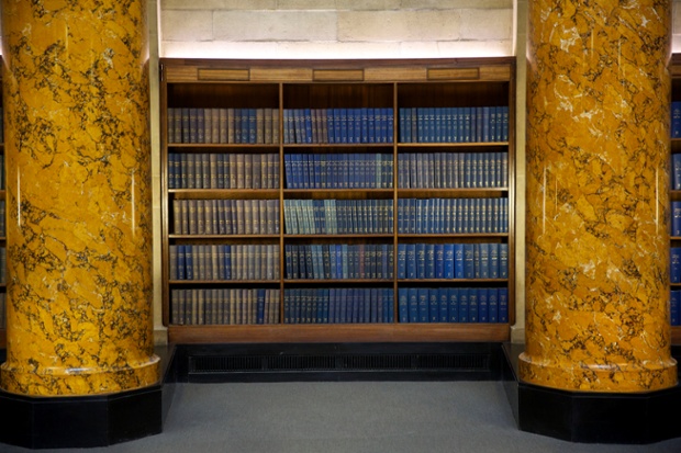 Reference books in the circular reading room.