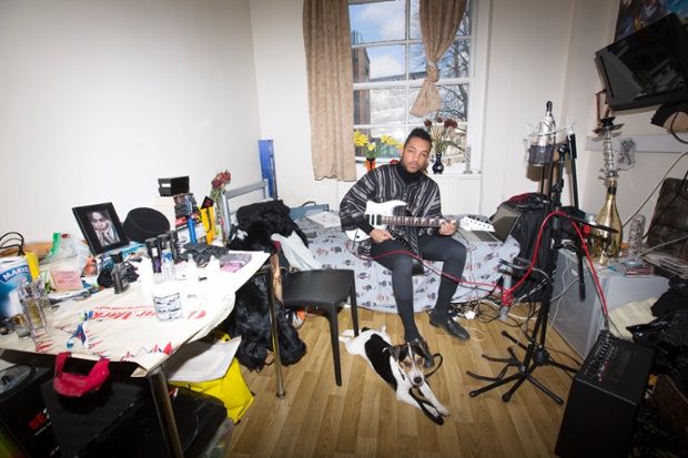 Usman 'Uzzee' Rabiu in his bedroom in London.