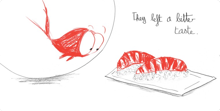 April the red goldfish: Prawns