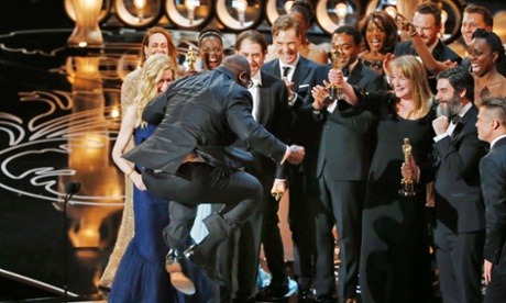 Steve McQueen jumping for joy after 12 Years a Slave won the best picture Oscar