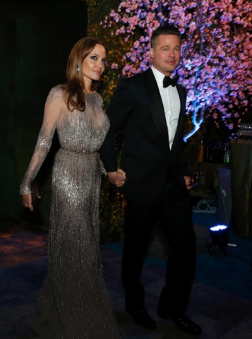 Actors Brad Pitt and Angelina Jolie attend the Governors Ball