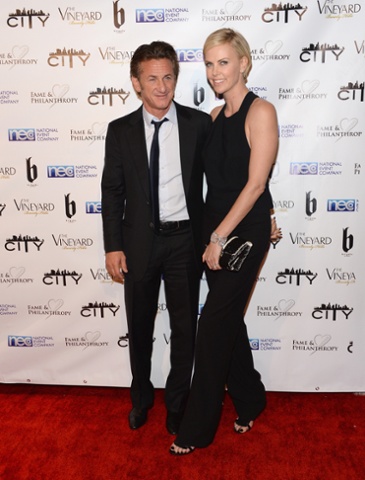 Sean Penn and Charlize Theron attend the Fame and Philanthropy Post-Oscar Party at The Vineyard  in Beverly Hills