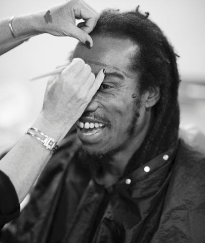 Benjamin Zephaniah prepares for his photoshoot. Who do you think he is going to be?