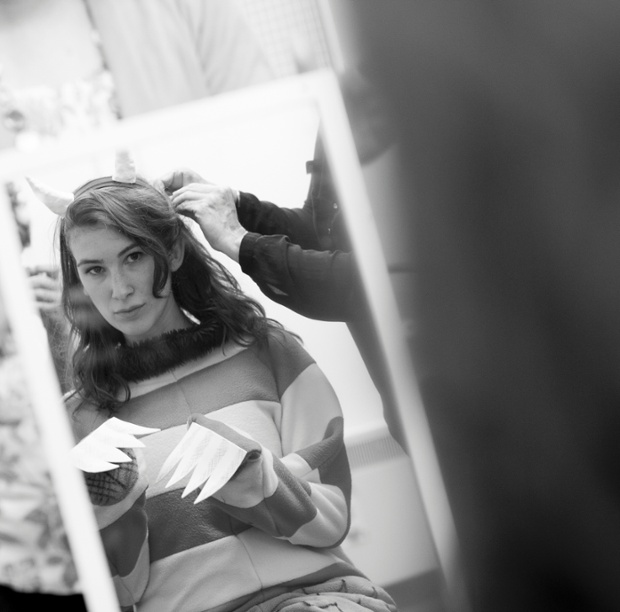 Katherine Rundell prepares for her photoshoot. Who do you think she is going to be?