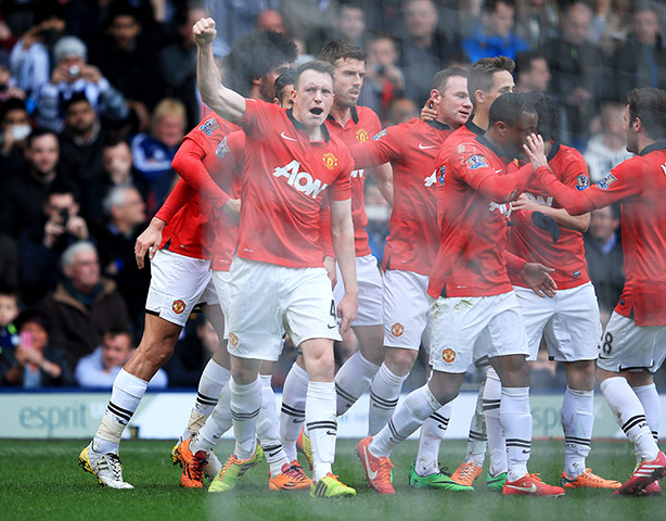 United v West Brom: Phil Jones celebrates