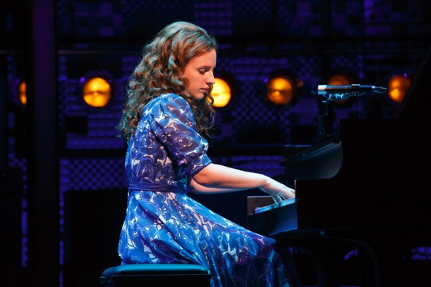 This image released by the The O+M Co. shows, Jessie Mueller as Carole King in Beautiful - The Carole King Musical on Broadway at the Stephen Sondheim Theater.