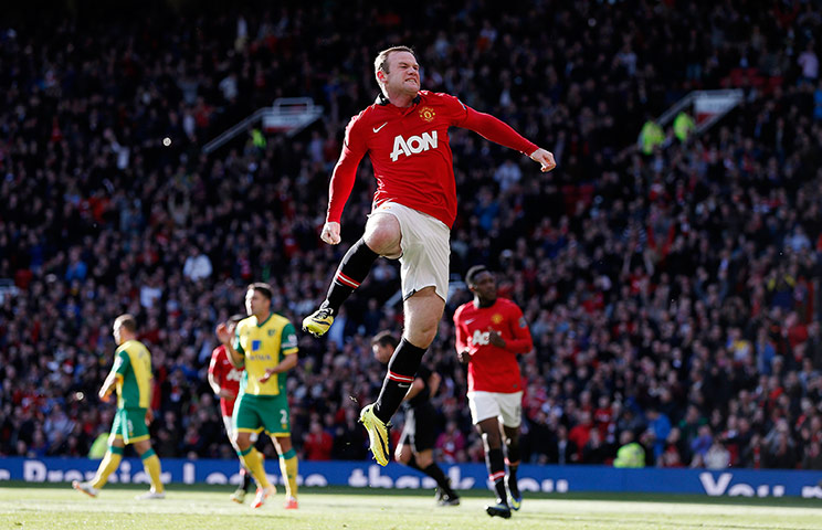 United v Norwich: Wayne Rooney of Manchester United celebrates
