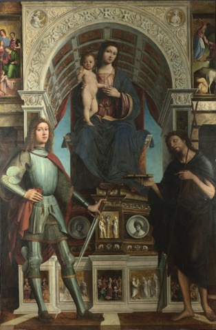 The Virgin and Child with Saints, 1498-1500 by Lorenzo Costa and Gianfrancesco Maineri.