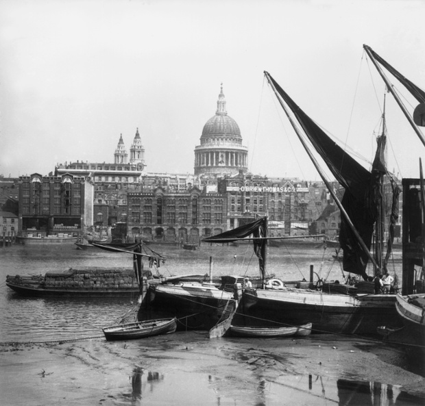 St Paul's Cathedral viewed from Southwark, across the River Thames, in 1859.