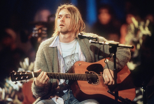 Kurt Cobain of Nirvana during the taping of MTV Unplugged at Sony Studios in New York City, 1993.