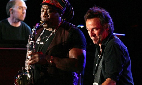 Springsteen: too much love for the saxophone.  Photograph: AP Photo/Mel Evans