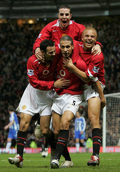 rio at united: Rio Ferdinand celebrates