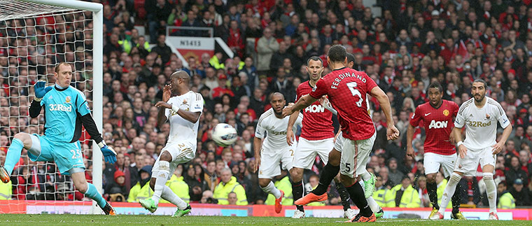 rio at united: Rio scores against Swansea