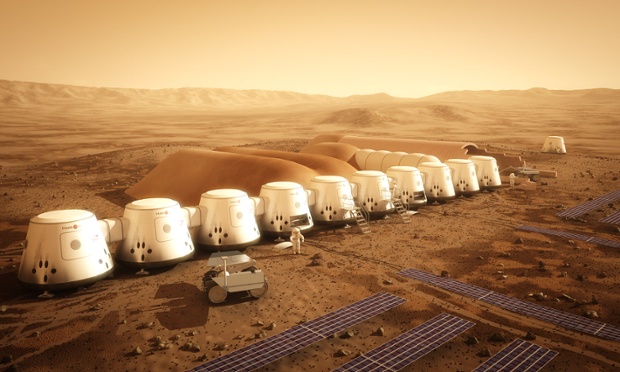 An artist's impression of the Mars One colony, which could be in place on the red planet by 2013. Image: Bryan Versteeg/mars-one.com