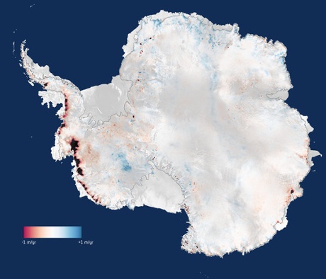 Three years of measurements from CryoSat show that the Antarctic Ice Sheet is now losing 159 billion tonnes of ice each year, enough to raise global sea levels by 0.45 mm per year