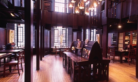 The library inside the Glasgow School of Art's Charles Rennie Mackintosh building