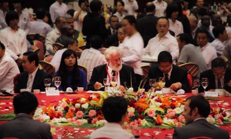Fish out of water … Eero Paloheimo attends a banquet to promote his Eco Valley scheme.