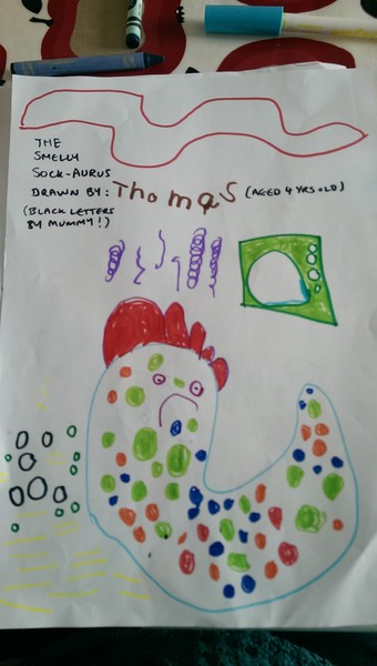 Monster drawing entries: By Thomas, aged 4