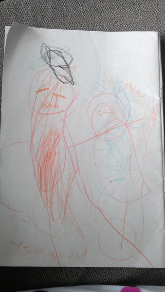 Monster drawing entries: By Sam, aged 3