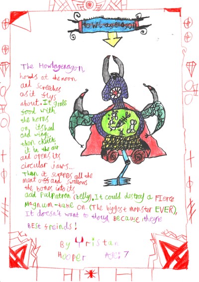 Monster drawing entries: By Tristran, aged 7
