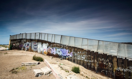 The Mexico-US border wall on the edge of the city of Tijuana.