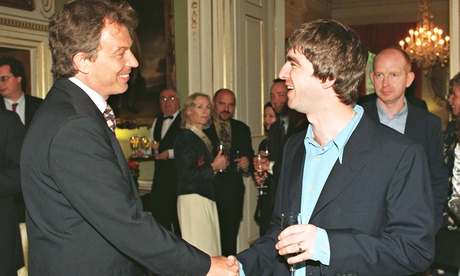 Oasis star Noel Gallagher meeting Tony Blair at the ex-prime minister's 1997 reception
