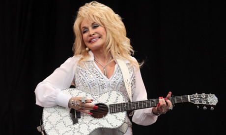 Dolly Parton performs on the Pyramid Stage.