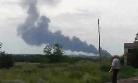 Smoke reportedly from Malaysian Airlines plane crash in Ukraine