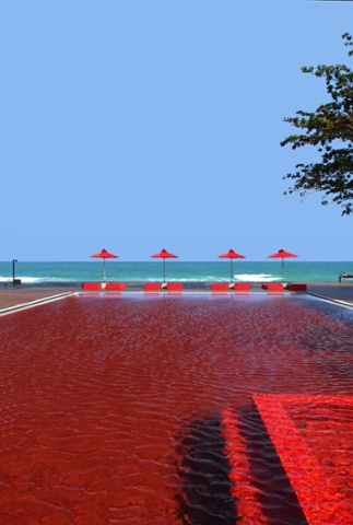 The scarlet pool at The Library Hotel, Ko Samui, Thailand gives you some idea of what it might be like to swim in a pool of blood.