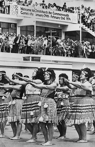 opening ceremonies: A Maori concert group performing a haka 