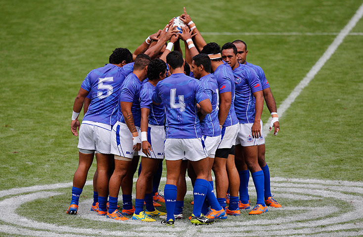 Rugby Sevens TJ: The Samoan players have a prayer