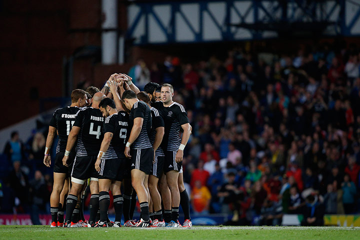 Rugby Sevens TJ: The New Zealand team pray before the Rugby Sevens gold medal match