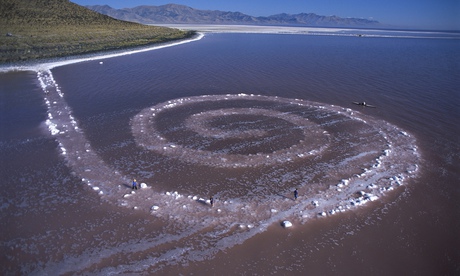 Spiral Jetty by Robert Smithson exposed 2002 great salt lake Utah