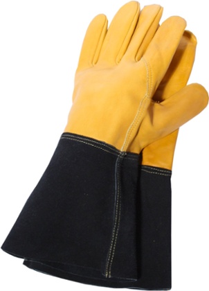 Not just any gardening gloves, but 'premium heavy-duty gauntlet gardening gloves'.