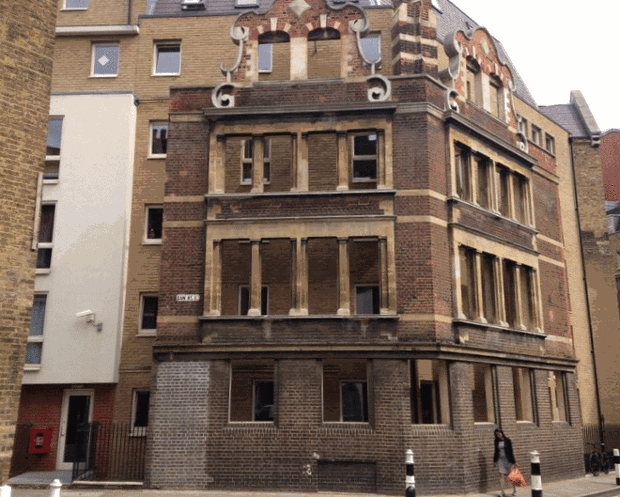 Botched facadism … Lilian Knowles House in Spitalfields is one of the worst examples of a retained facade.
