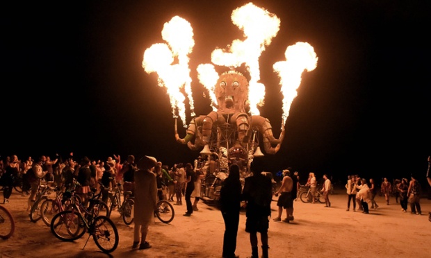 Organizers call Burning Man the largest outdoor arts festival in North America, with its drum circles, decorated art cars, guerrilla theatrics and colorful theme camps.