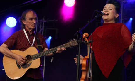Martin Carthy and Eliza Carthy at the Cambridge folk festival, August 2014.