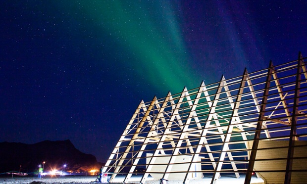 The northern lights glow in the sky over the SALT festival site during the opening weekend. Even the locals were surprised to see such a strong display so early in the year.
