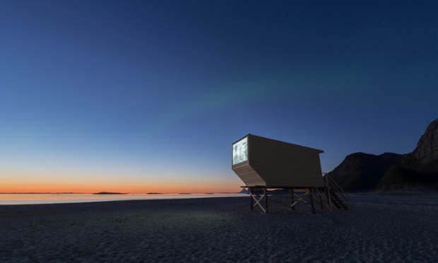 Artist Yang Fudong lived on the island while producing a film installation for SALT, which is projected onto screens on wooden boxes situated along the beach. The Northern Lights can be seen faintly in the background.