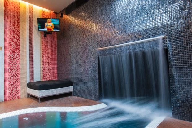 Some bedrooms have indoor waterfalls.