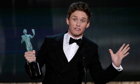Eddie Redmayne accepts the award for Outstanding Performance by a Male Actor in a Leading Role.