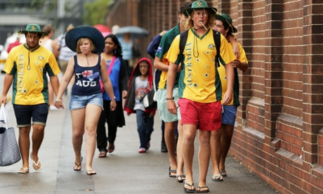 Australian fans walk to the ground during the One Day International match between Australia and India at Sydney Cricket Ground on January 26, 2015 in Sydney, Australia.  (Photo by Mark Metcalfe/Getty Images)Cricket