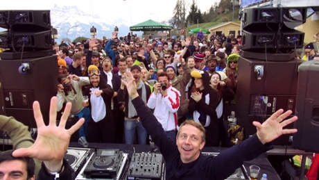Hands in the air … Gilles Peterson enjoying the Leysin vibe