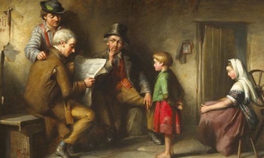 Painting that shows how people used to learn the news