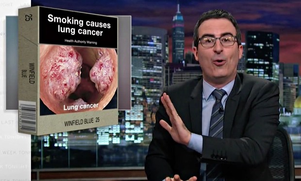 John Oliver's 'Jeff the diseased lung' reminiscent of Australian cigarette packaging - video
