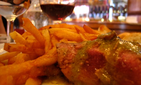 Steak frites at Le Relais De L'Entrecote in Paris.