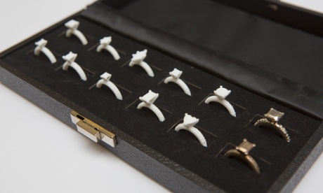 3D printed engagement rings.