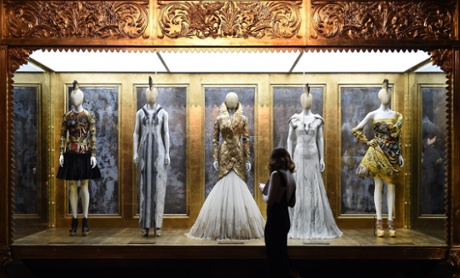 A cut above: some of Alexander McQueen’s designs on show at the V&A, including a golden feather dress, centre, ‘that would make any woman fly’.