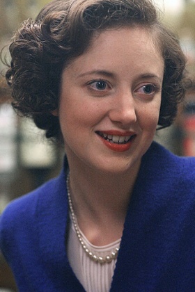Andrea Riseborough as Margaret Thatcher in The Long Walk to Finchley.